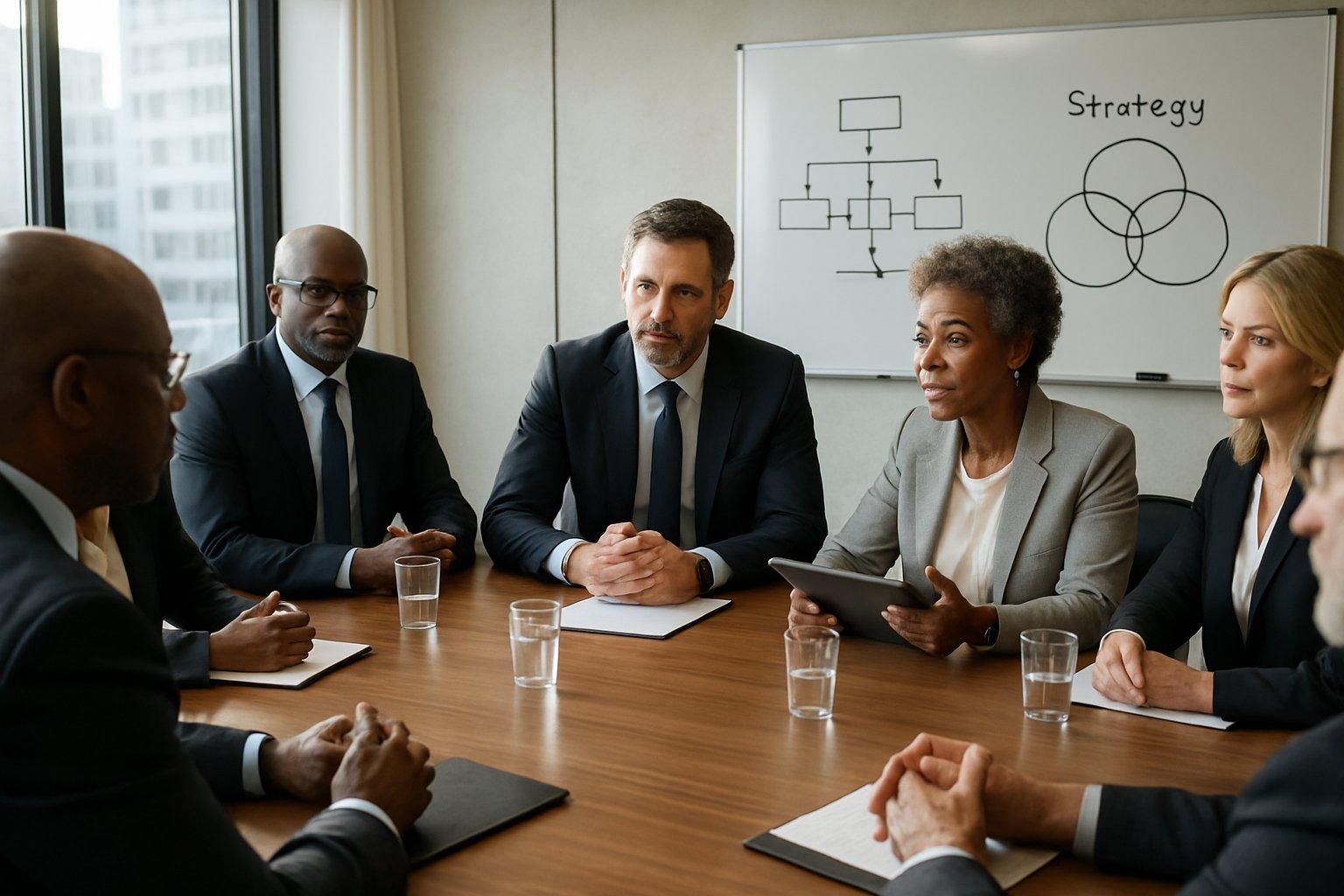 Team di leadership in riunione strategica